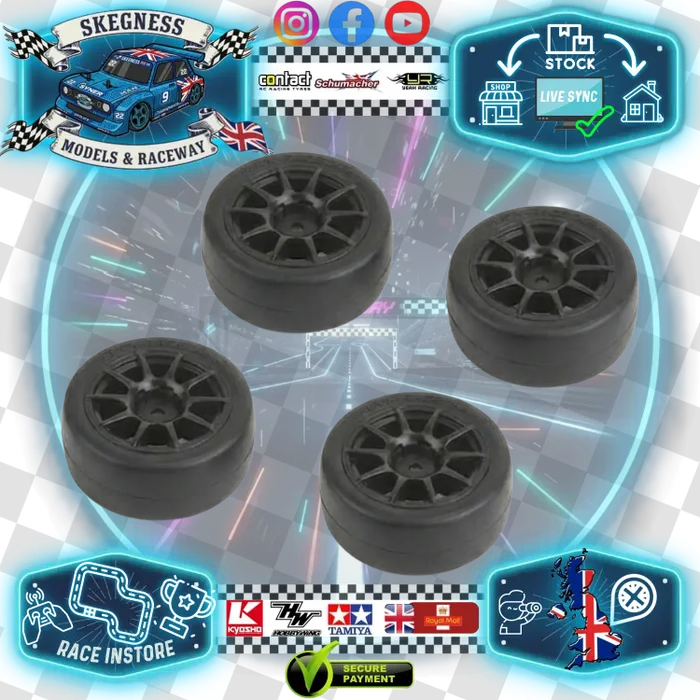 LOUISE / Carten M210 MTC & Tamiya M-Chassis RC SLICK TIRES & WHEELS (10 spoke Black)