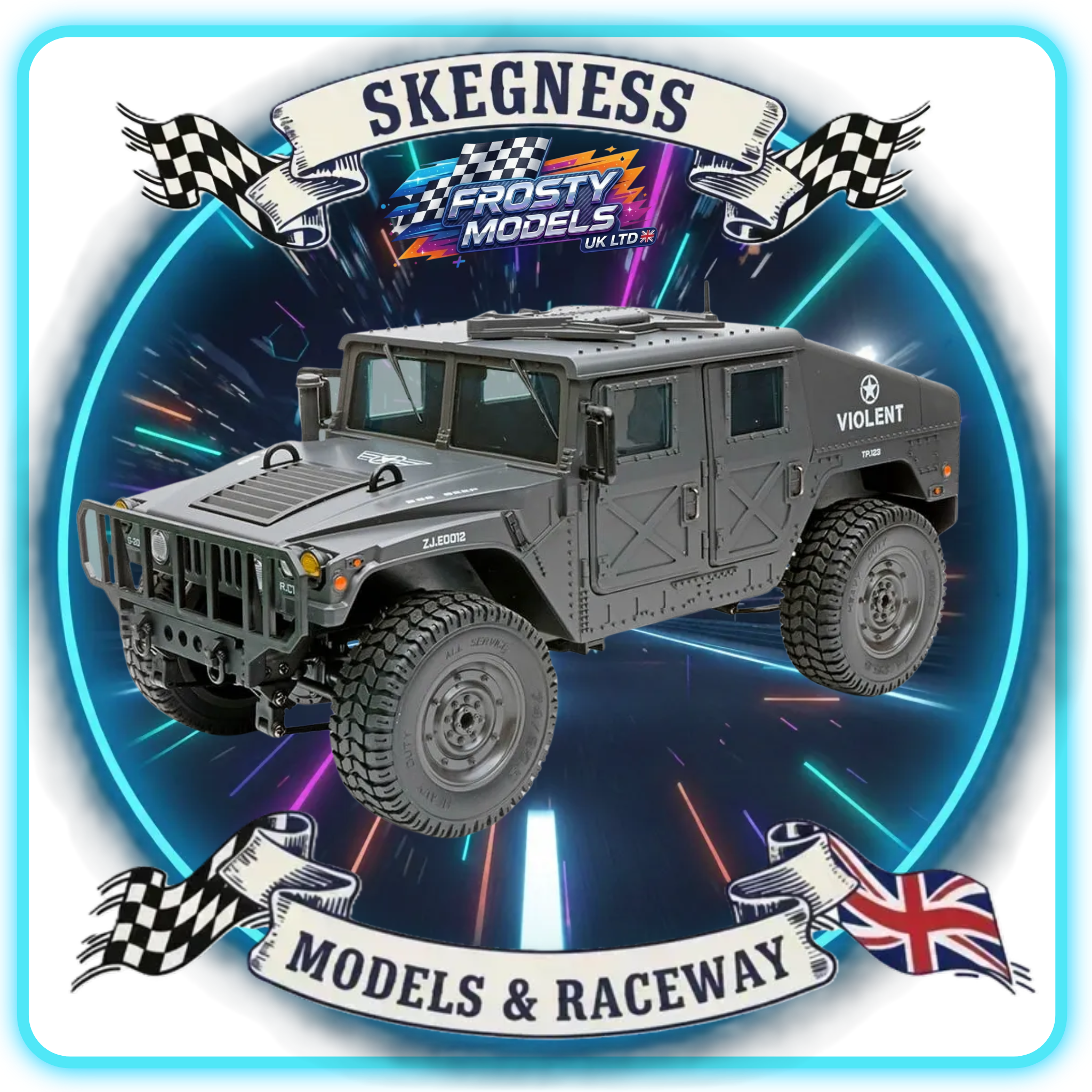 E-ZEE - RC 1/16 4WD RC HUMMER MILITARY TRUCK - BLACK - (Lipo Battery & Charger Included) - EZ-G2069BK
