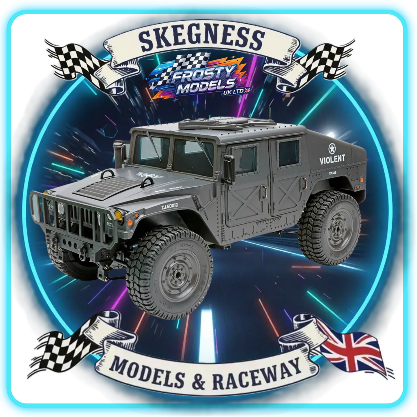 E-ZEE - RC 1/16 4WD RC HUMMER MILITARY TRUCK - BLACK - (Lipo Battery & Charger Included) - EZ-G2069BK