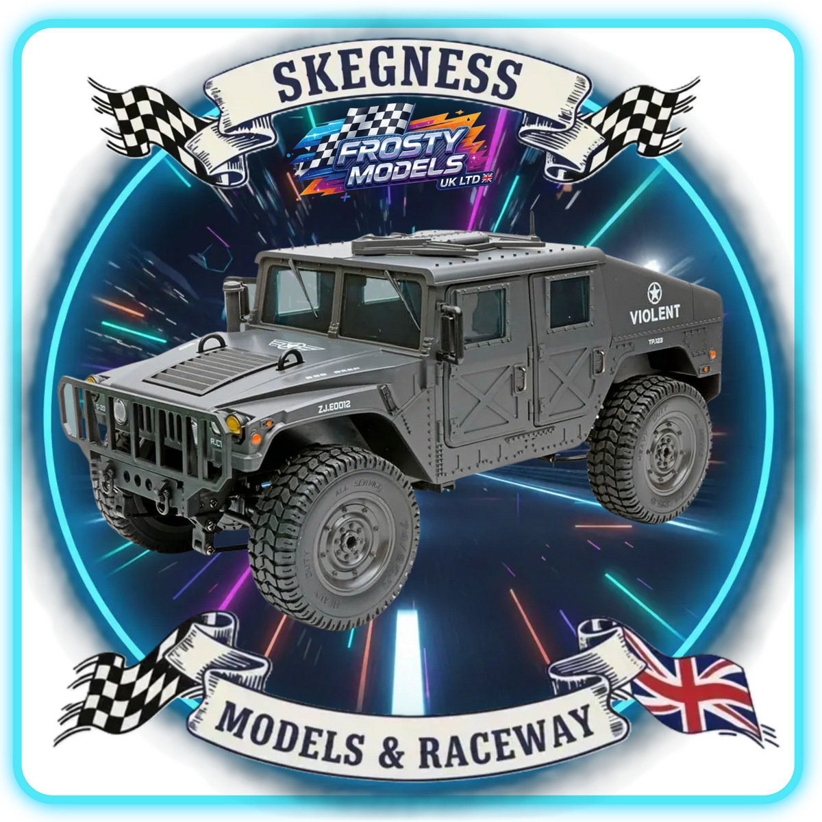 E-ZEE - RC 1/16 4WD RC HUMMER MILITARY TRUCK - BLACK - (Lipo Battery & Charger Included) - EZ-G2069BK