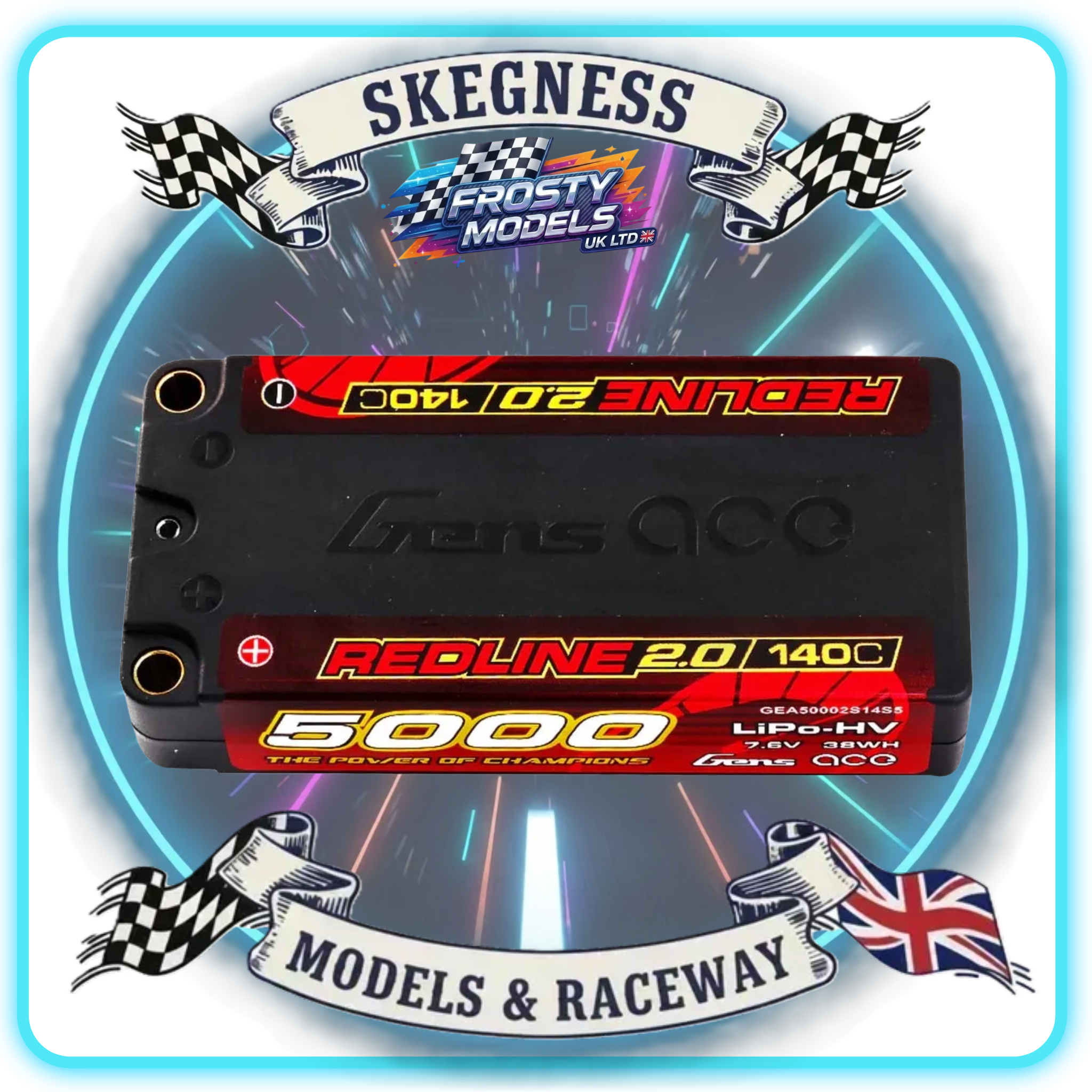 GensAce - Redline 2.0 Shorty 2S HV 7.6V Lipo Battery 140C 5000mah (97x47x20mm) 179g - GEA50002S14S5