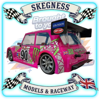 Kamtec - 1/12 MINI 756 Lexan Body With Spoiler & FREE Stickers - Fits all GT12 Minis Battcave / Kamtec / Mardave / Mini Assassin (CLEAR BODY) (160mm wide by 178mm wheelbase) (Standard Thickness)
