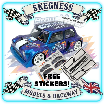 Kamtec - 1/12 MINI MONSTER 757 Lexan Body With Spoiler & FREE Stickers BOX ARCH - Fits all GT12 Minis Battcave / Kamtec / Mardave / Mini Assassin (CLEAR BODY) (160mm wide by 178mm wheelbase) (Standard Thickness) (Like MAD Phat bodies Body)