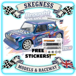 Kamtec - 1/12 MINI Clubman 758 Lexan Body with Spoiler & FREE Stickers - Fits all GT12 Minis Battcave / Kamtec / Mardave / Mini Assassin (CLEAR BODY) (160mm wide by 178mm wheelbase) (Standard Thickness)