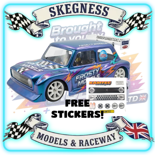 Kamtec - 1/12 MINI Clubman 758 Lexan Body with Spoiler & FREE Stickers - Fits all GT12 Minis Battcave / Kamtec / Mardave / Mini Assassin (CLEAR BODY) (160mm wide by 178mm wheelbase) (Standard Thickness)