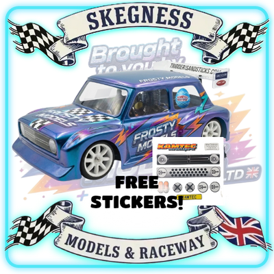 Kamtec - 1/12 MINI Clubman 758 Lexan Body with Spoiler & FREE Stickers - Fits all GT12 Minis Battcave / Kamtec / Mardave / Mini Assassin (CLEAR BODY) (160mm wide by 178mm wheelbase) (Standard Thickness)
