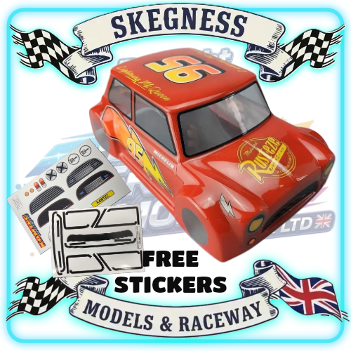 Kamtec - 1/12 MINI Manic 750 Lexan Body (No Wing) FREE Stickers - Fits all GT12 Minis Battcave / Kamtec / Mardave / Mini Assassin (CLEAR BODY) (160mm wide by 178mm wheelbase) (Standard Thickness) (No Spoiler)