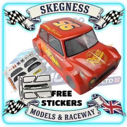 Kamtec - 1/12 MINI Manic 750 Lexan Body (No Wing) FREE Stickers - Fits all GT12 Minis Battcave / Kamtec / Mardave / Mini Assassin (CLEAR BODY) (160mm wide by 178mm wheelbase) (Standard Thickness) (No Spoiler)