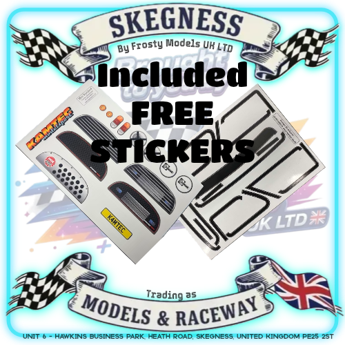 Kamtec - NEW 1/12 MINI MONSTER 759 Lexan Body With Spoiler (Free Stickers) (Streamlined Box Arch & Lowered Roof) - Fits all GT12 Minis Battcave / Kamtec / Mardave / Mini Assassin (CLEAR BODY) (160mm wide by 178mm wheelbase) (Standard Thickness)