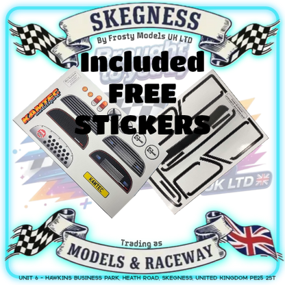 Kamtec - NEW 1/12 MINI MONSTER 759 Lexan Body With Spoiler (Free Stickers) (Streamlined Box Arch & Lowered Roof) - Fits all GT12 Minis Battcave / Kamtec / Mardave / Mini Assassin (CLEAR BODY) (160mm wide by 178mm wheelbase) (Standard Thickness)
