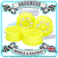TAMIYA - 54850 1/10 CAR MESH WHEELS - FLUR YELLOW (4PCS / +2 MM OFFSET)