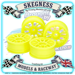 TAMIYA - 54850 1/10 CAR MESH WHEELS - FLUR YELLOW (4PCS / +2 MM OFFSET)