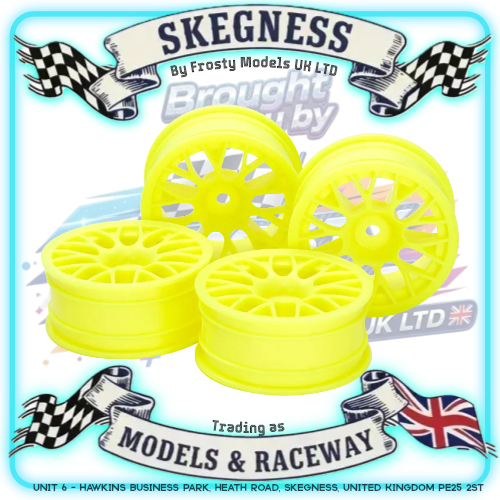 TAMIYA - 54850 1/10 CAR MESH WHEELS - FLUR YELLOW (4PCS / +2 MM OFFSET)