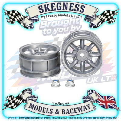 TAMIYA - MINI COOPER WHEELS & Nuts (Silver) (4PCS) (TT01E Euro Truck or M-Chassis Mini) - 50569