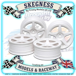 Tamiya - 24MM 5-SPOKE 1/10 RC Car WHEELS 4PCS - White - 26mm Wide (0-offset) - 53471