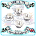 MK - M4 1/10 WHEEL NUTS (7mm Socket) - FLANGED & Serrated LOCKNUTS Silver (4PC) MK5485BL