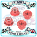 MK - M4 1/10 WHEEL NUTS (7mm Socket) - FLANGED & Serrated LOCKNUTS Red (4PC) MK5485R