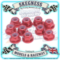 MK - M3 1/12 WHEEL NUTS (5.5mm Socket) - FLANGED Nyloc LOCKNUTS Red (10PC) MK5403R