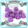 MK - M3 1/12 WHEEL NUTS (5.5mm Socket) - FLANGED Nyloc LOCKNUTS Purple (10PC) MK5403P