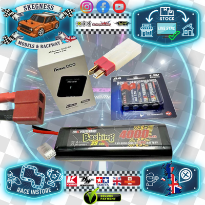 Tamiya Combo - Lipo Round Case 4000mah 2S Lipo, AA's, Slow USB Charger & Deans to Tamiya Adaptor Deal
