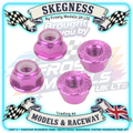MK - M4 1/10 WHEEL NUTS (7mm Socket) - FLANGED & Serrated LOCKNUTS Purple (4PC) MK5485R