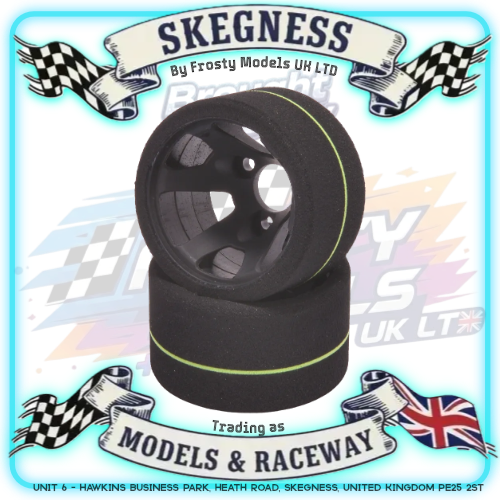 CONTACT RC - 1/12 GT12 Atom Rear 37Sh Control Tyres 46mm - JGCR (1pair) 3 Bolt Hub Wheel & Tyre Set Pre-Glued