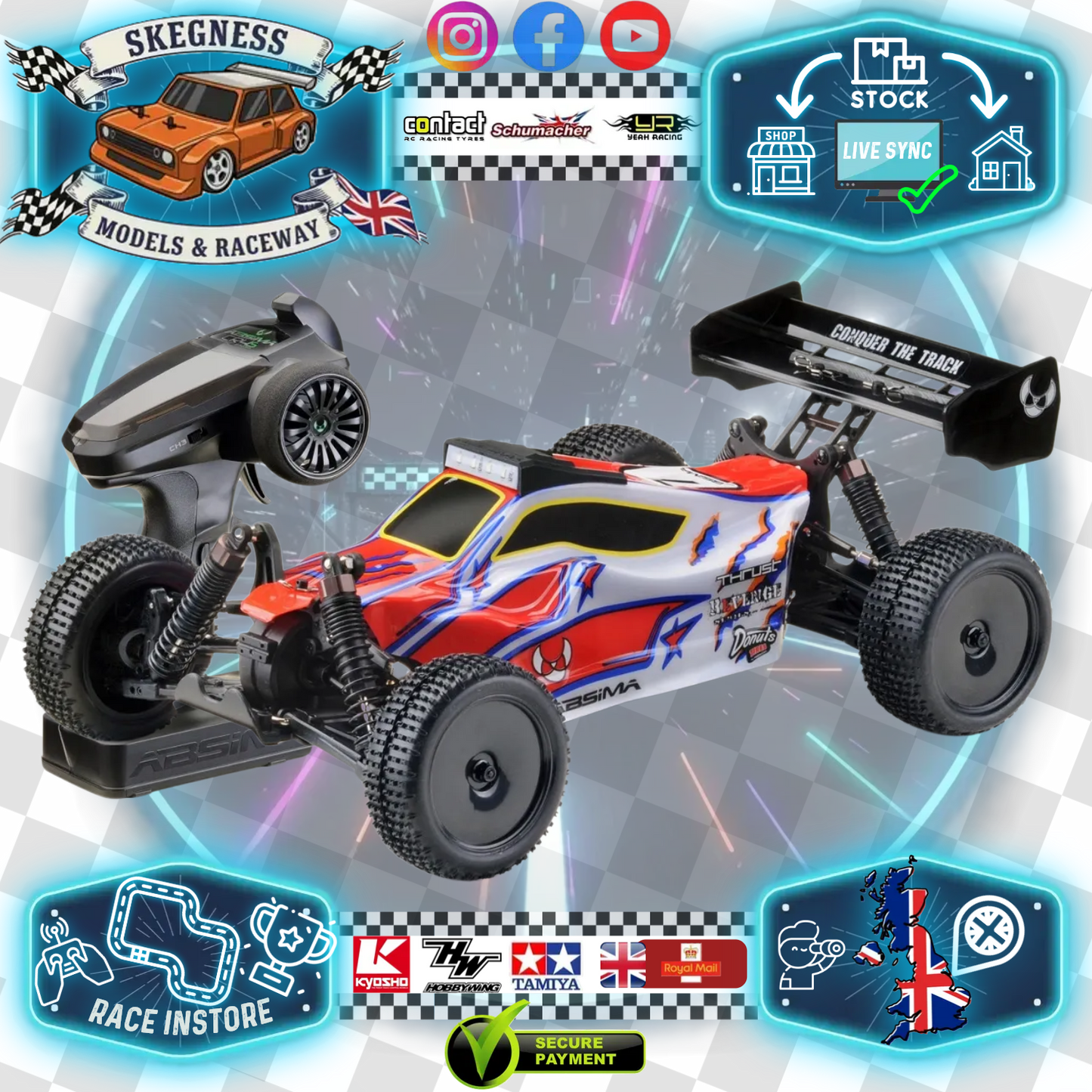 Absima - AB3.4-V2 - 1/10 4WD Buggy RTR - 12222V2 (Just add battery & Charger)