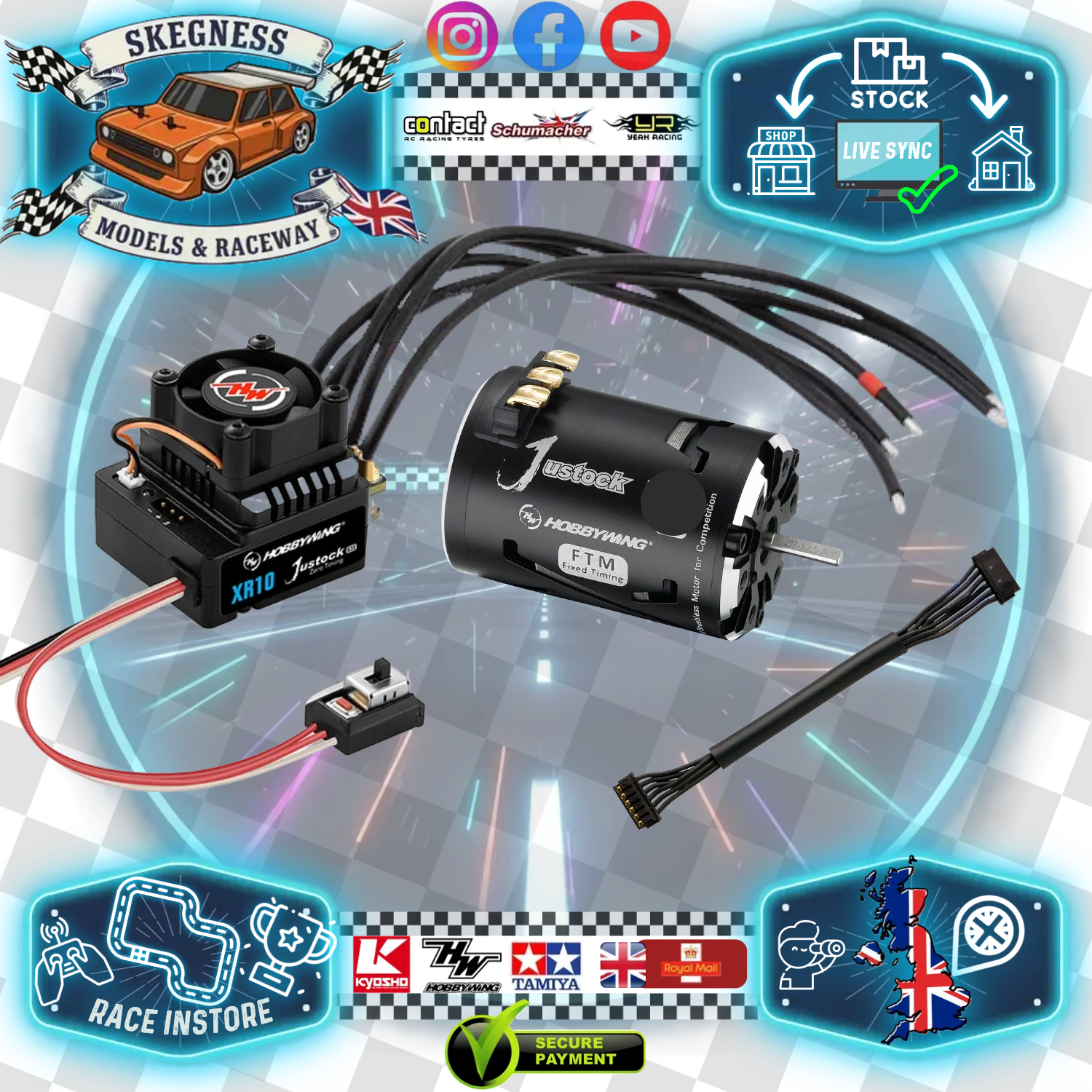 HOBBYWING - Justock Brushless Combo (2S) XR10 G3S ESC + G2.1 25.5T Motor (Ideal for GT12 Mini & LMGT3 Class) Fixed Timing