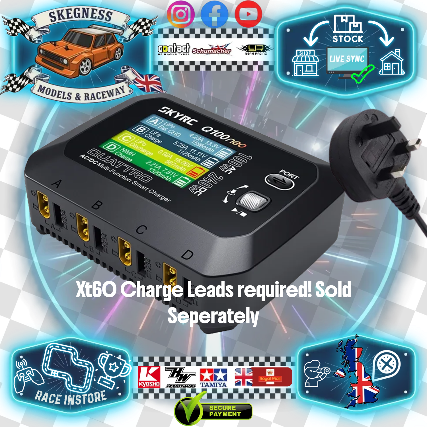 SKY RC - Q100NEO AC/DC QUAD OUTPUT LIPO/LIHV 1-4S 6A BATTERY CHARGER 240V - SK-100223-03