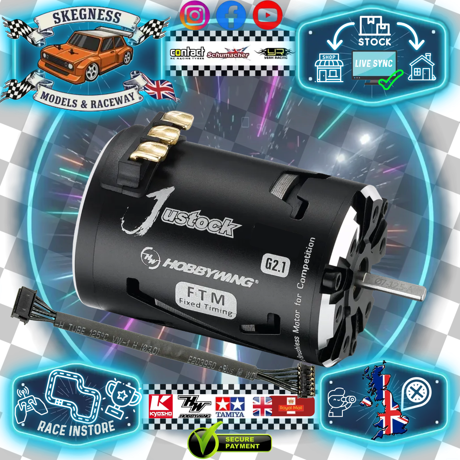 HOBBYWING - JUSTOCK G2.1 25.5T SENSORED Brushless MOTOR (FIXED TIMING) - HW30408013 (perfect for 1/12 Mini GT)