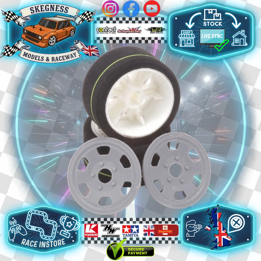 CONTACT RC - 1/12 Oval/Mini/Supastox (K Drive) Rear 37Sh Control Tyre, 46mm diameter - JMCR (1pair) Wheel & Tyre Set Pre-Glued