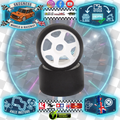 CONTACT RC - 1/12 GT12 Atom Front 42Sh Q Foam Tyres 46mm - JG42FQ (1pair) Bearing Axle Wheel & Tyre Set Pre-Glued (Recommended at Frosty Raceway on Atom GT12)