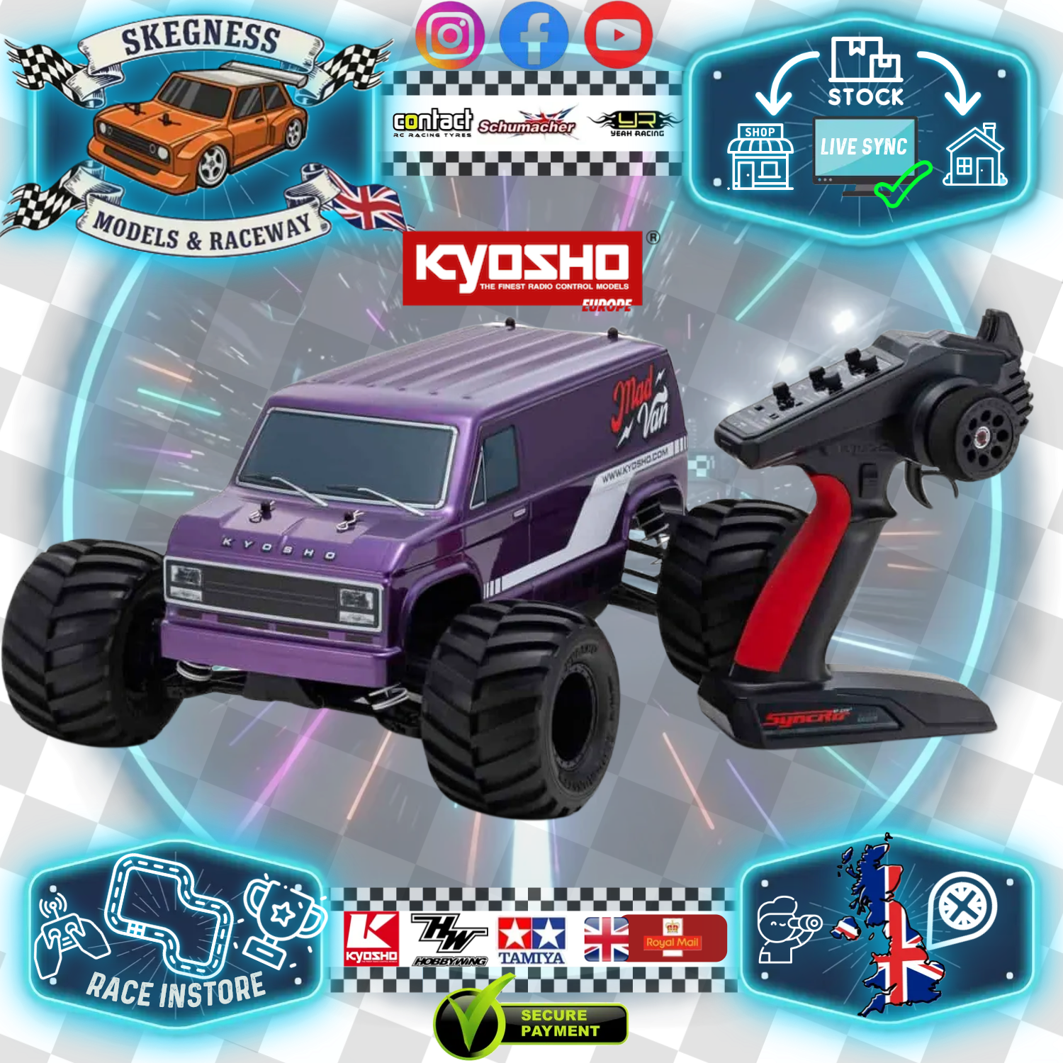 Kyosho - Mad Van 4WD Fazer MK2 1/10th Readyset RTR RC Truck – T2 Purple - K.34412T2B (Just add battery & Charger)