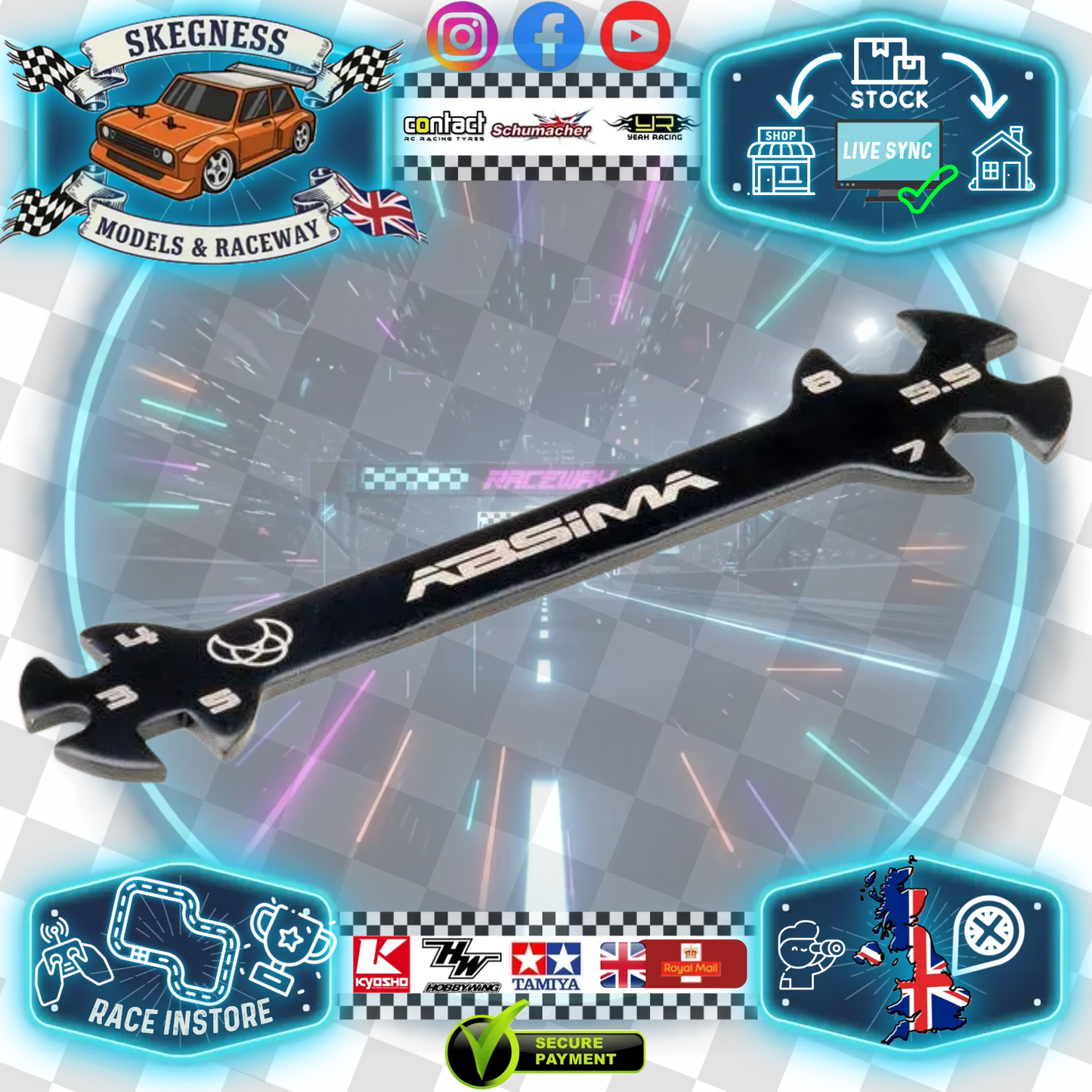 Absima - Pro Multi Tool for Turnbuckles & Nuts - 3.0, 4.0, 5.0, 5.5, 7.0, 8.0mm. - 3000075 (Black)