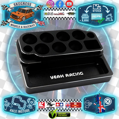 (SALE) YEAH RACING - Aluminium Mini Tool Wrench Stand & Parts Tray (14.5mm Handle Hole x 7 pcs) (TOOLS NOT INCLUDED) YT-0253BK