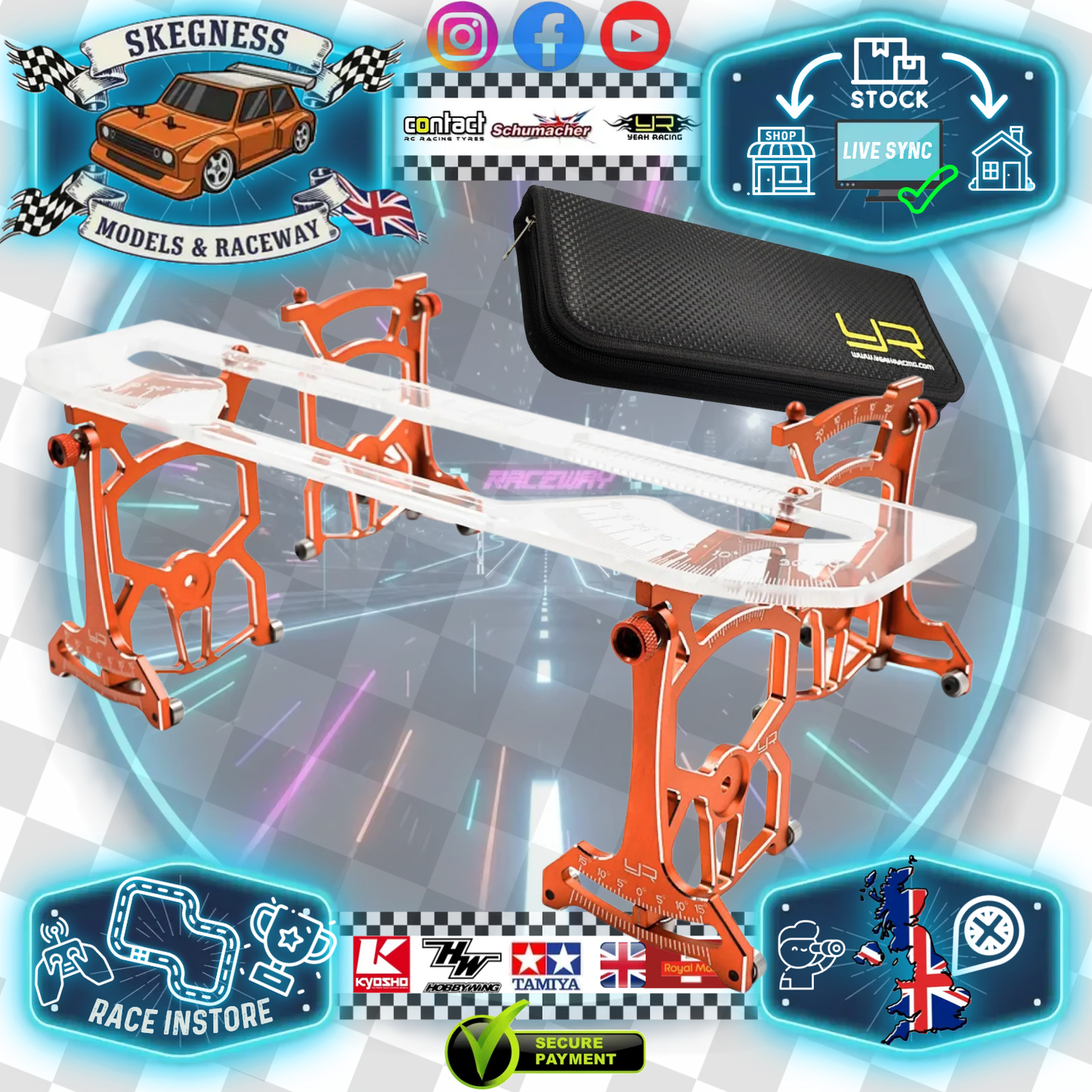 Yeah Racing - Universal Set Up System Ver.3 For 1/10 On Road Touring Cars - Orange - YT-0140OR (With Free Tool Bag Case)