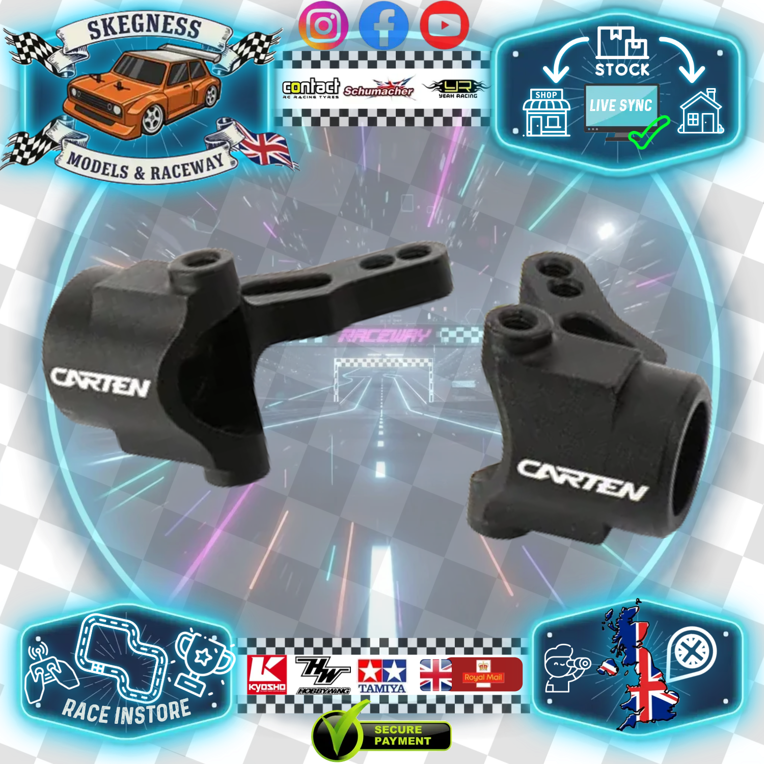 Carten - M210 MTC - (Hop-up) Alloy Steering Knuckles CNC (L&R) (Black) NBA341