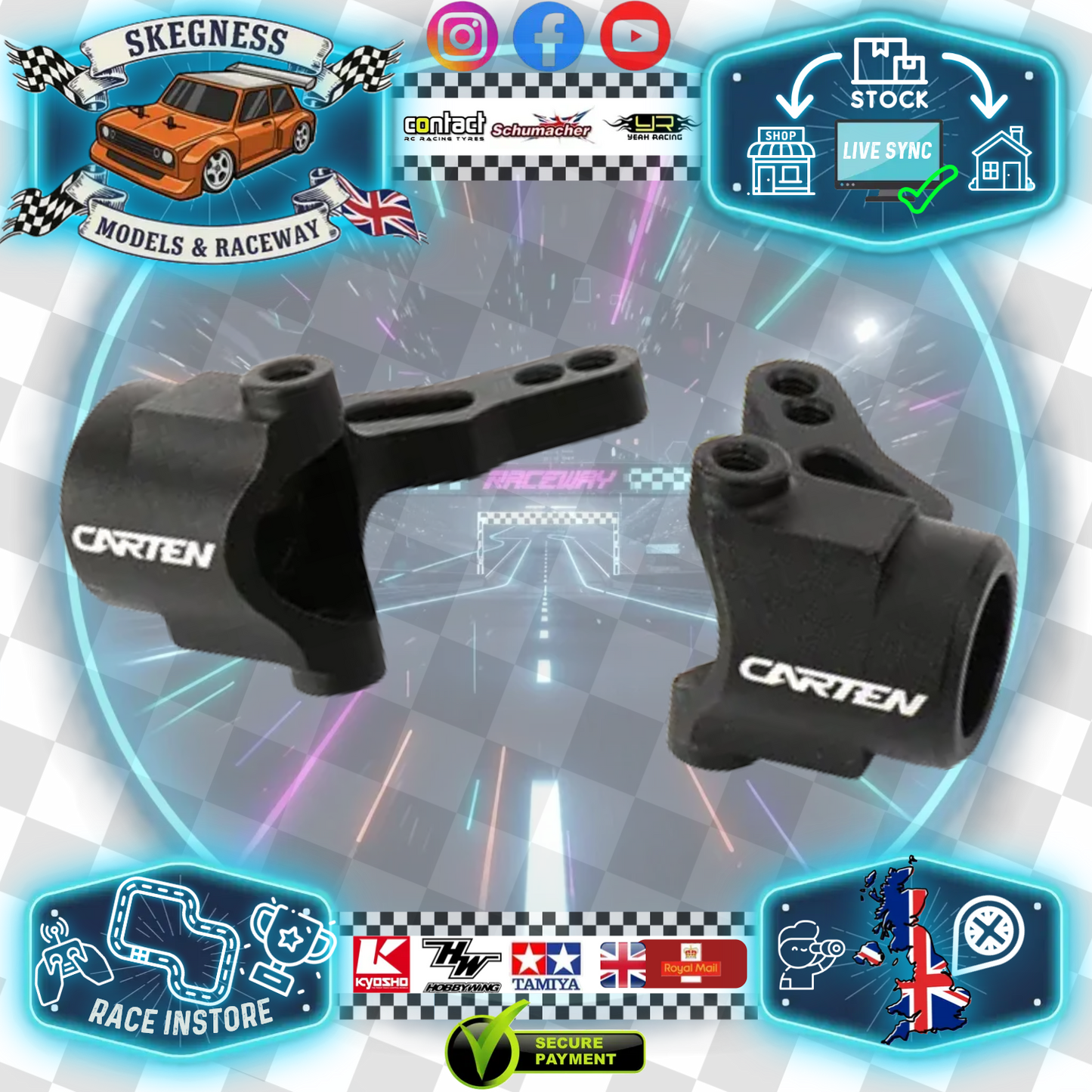 Carten - M210 MTC - (Hop-up) Alloy Steering Knuckles CNC (L&R) (Black) NBA341