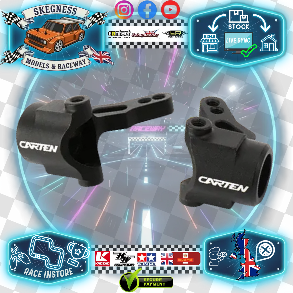 Carten - M210 MTC - (Hop-up) Alloy Steering Knuckles CNC (L&R) (Black) NBA341