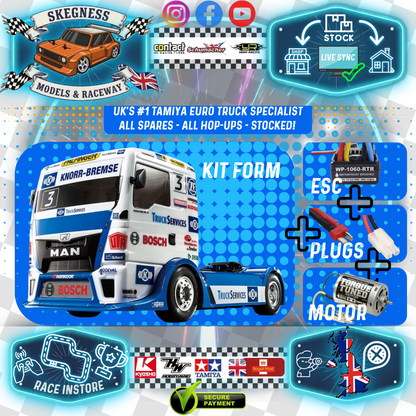 TAMIYA 58632 - TEAM HAHN MAN TGS - RC EURO TRUCK KIT 4WD 1/10 TT01E (WITH ESC & MOTOR)