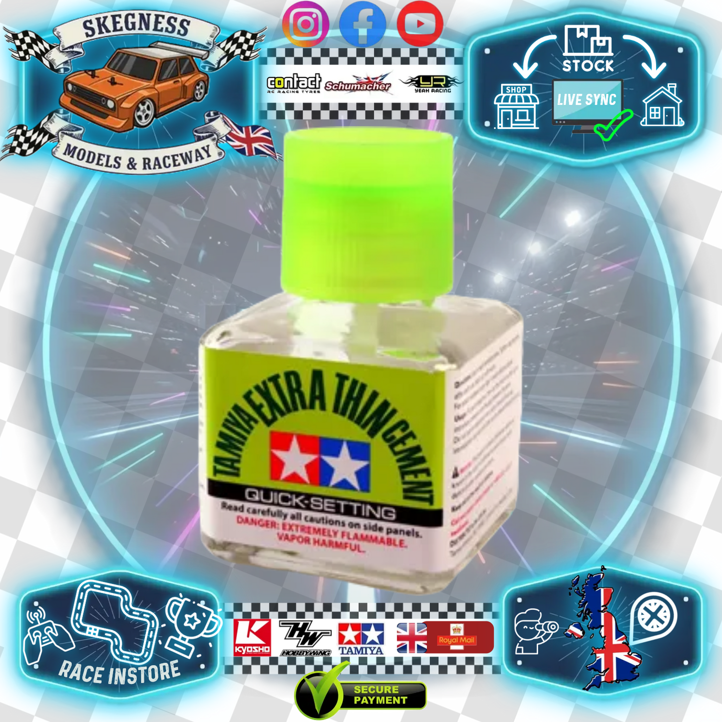 TAMIYA - 87182 EXTRA-THIN CEMENT 40ML (QUICK SETTING) - MODEL KIT GLUE - 40ML WITH BRUSH CAP