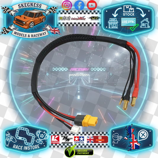 YEAH RACING - 35CM LONG RC CAR/BUGGY CHARGE XT60 LEAD TO 5MM & 2MM BALANCE 2S - WPT-0151