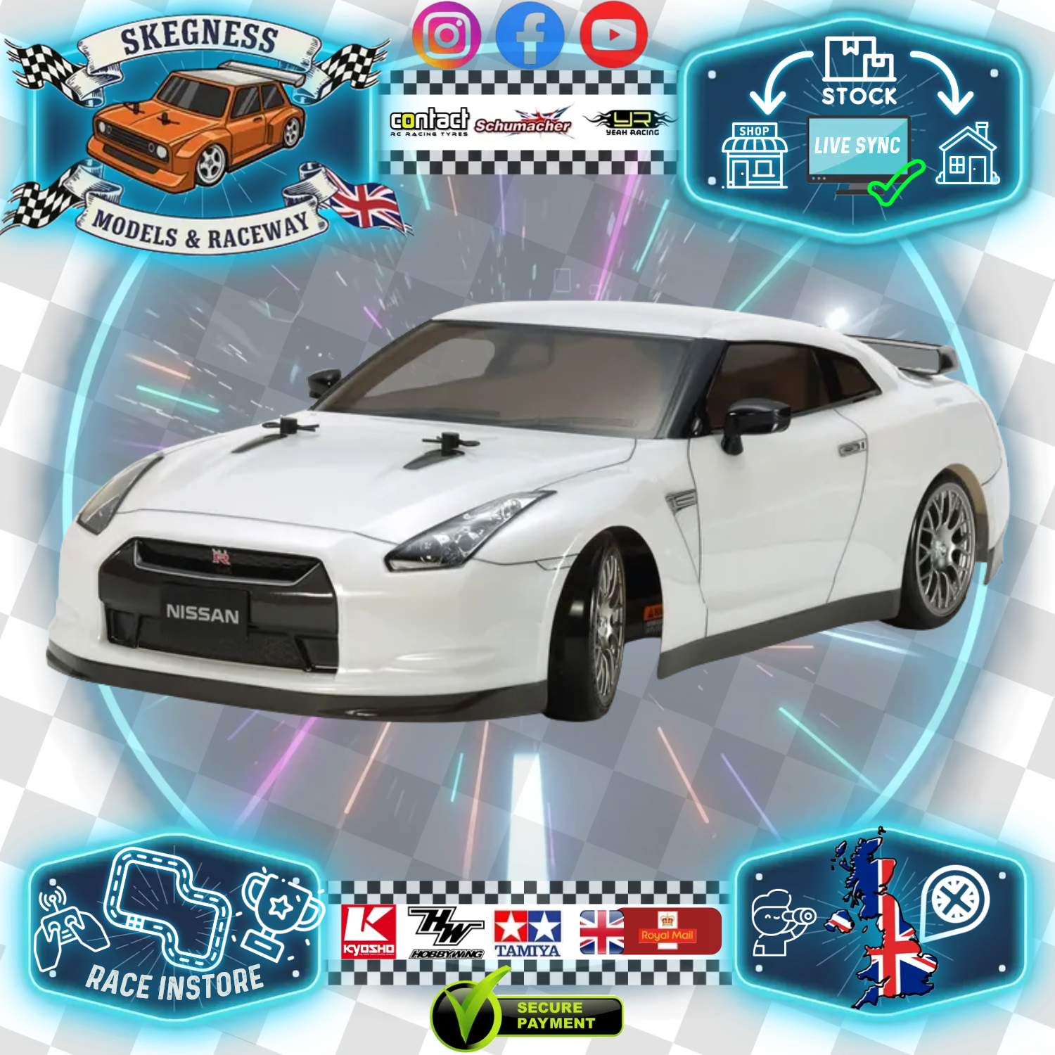 Tamiya - Skyline GT-R Drift Spec - TT02D - 58623 (CVA Shocks, Lights, Bearings & Extras / ESC & Motor Inc / Needs all other electrics)