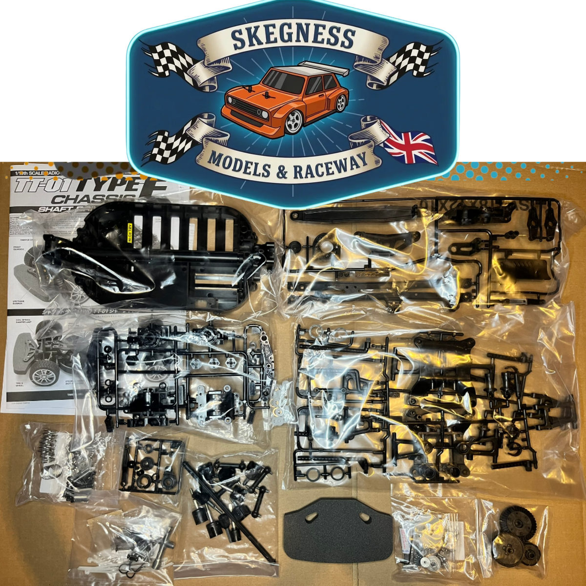 TAMIYA - TT01E ROLLING COMPLETE CHASSIS Car / Euro Truck KIT  - NO ELECTRICS, No Body, No Wheels or Tyres - As in photo)