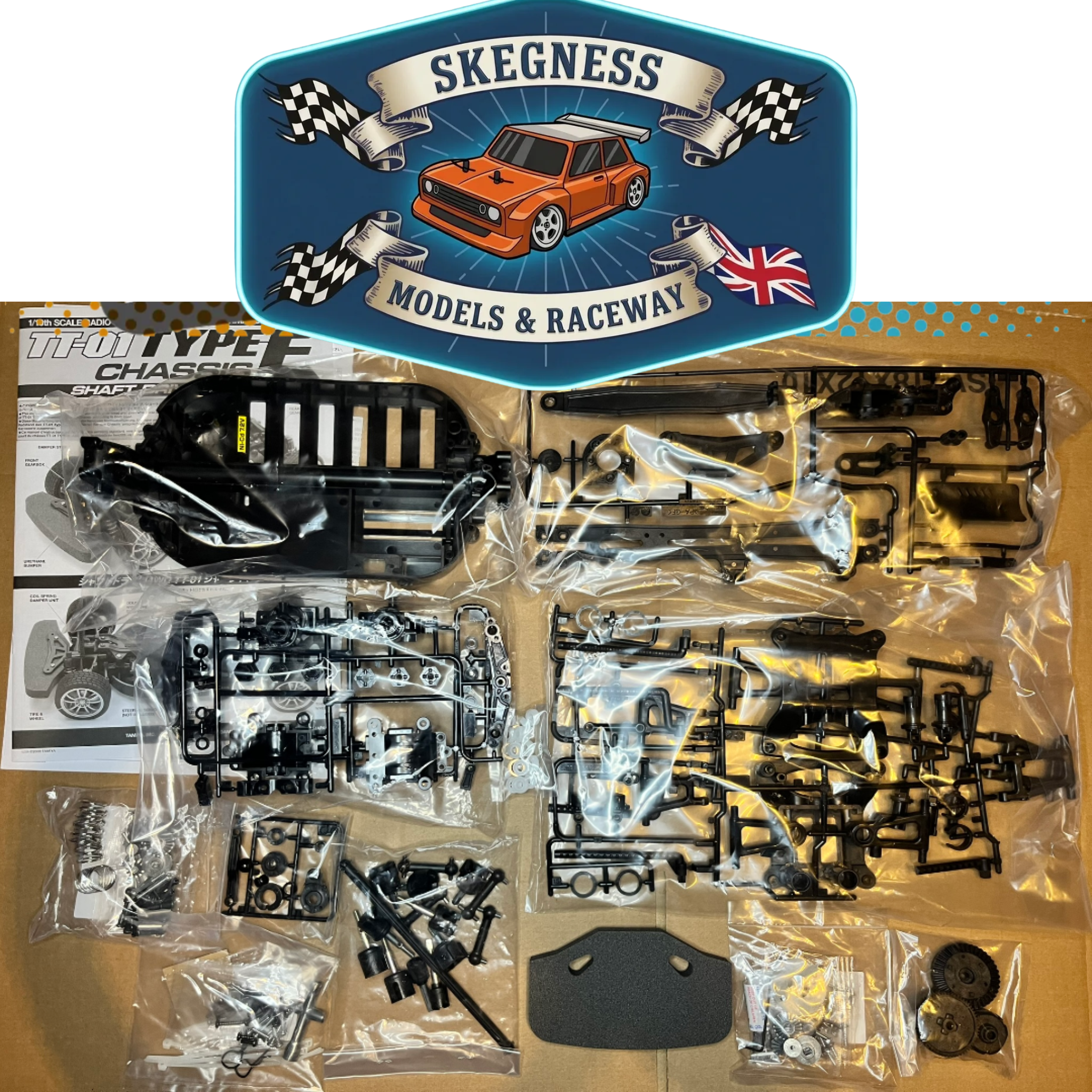 TAMIYA - TT01E ROLLING COMPLETE CHASSIS Car / Euro Truck KIT  - NO ELECTRICS, No Body, No Wheels or Tyres - As in photo)