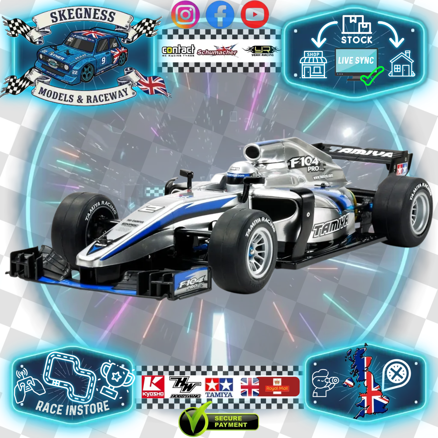 TAMIYA 58652 - RC F1 CAR F104 PRO II W/BODY - KIT FORM 1/10 (NO ELECTRICS)