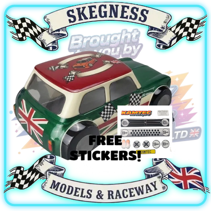 Kamtec - 1/12 MINI Clubman 758 Lexan Body & FREE Stickers - Fits all GT12 Minis Battcave / Kamtec / Mardave / Mini Assassin (CLEAR BODY) (160mm wide by 178mm wheelbase) (Standard Thickness) (No Spoiler)