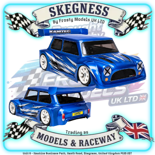 Kamtec - NEW 1/12 MINI MONSTER 759 Lexan Body With Spoiler (Free Stickers) (Streamlined Box Arch & Lowered Roof) - Fits all GT12 Minis Battcave / Kamtec / Mardave / Mini Assassin (CLEAR BODY) (160mm wide by 178mm wheelbase) (Standard Thickness)