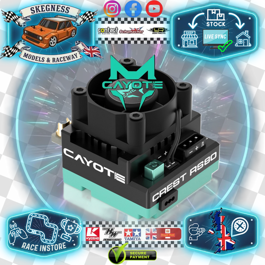 CAYOTE - CREST RS80 1/10 Stock Competition ESC - CYEA11003 (Ideal for 1/10th Touring Car &amp; Buggy, 1/10th Drift, Professional Stock Class Racing)