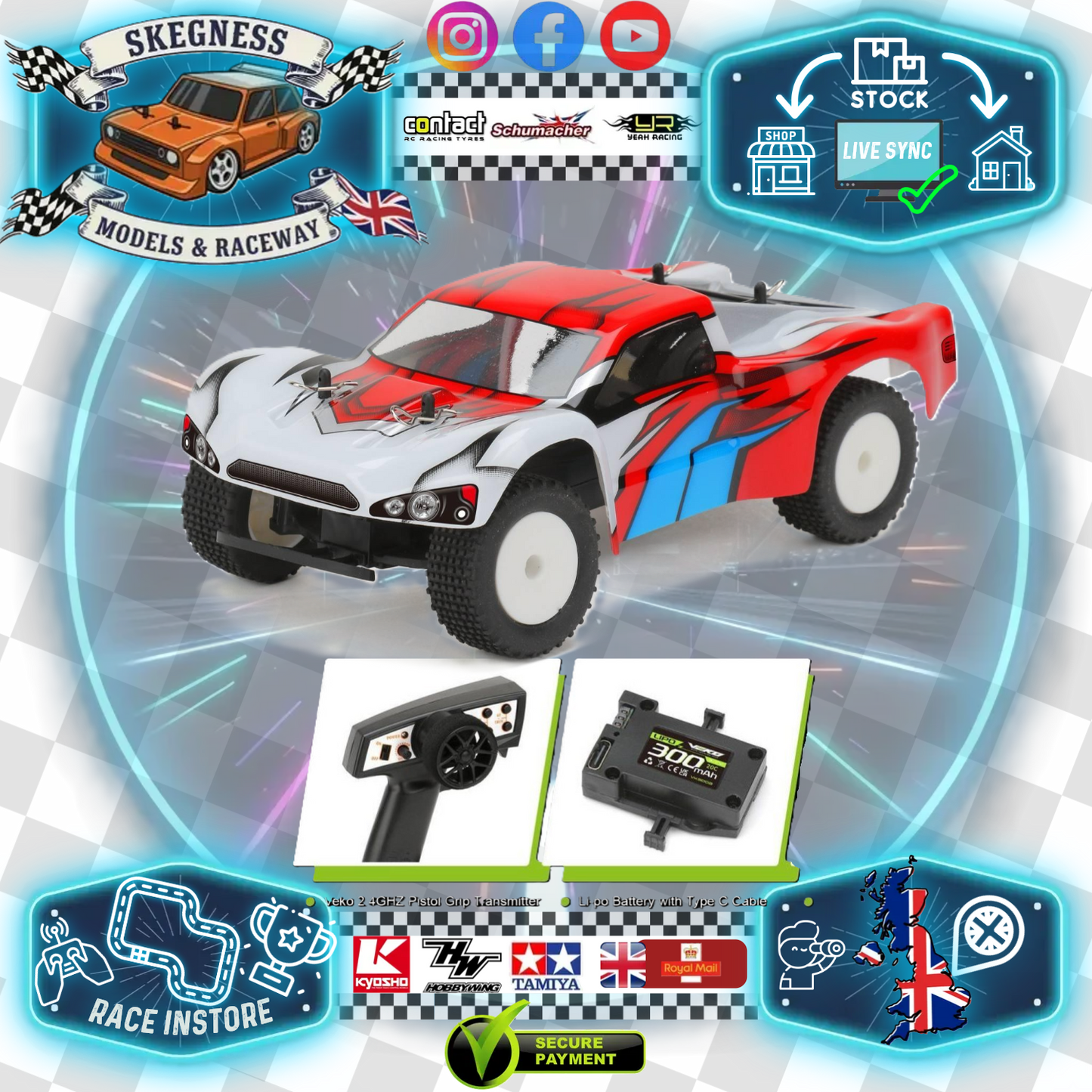 Veko - Mini SC Red 1:24 Short Course RTR with Gyro, Battery & Charger - VK0002-RD